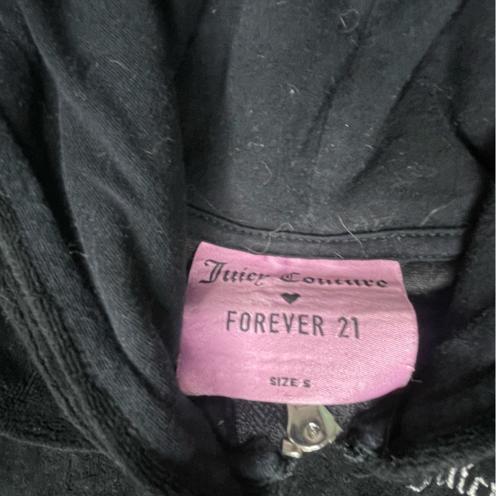 Juicy couture forever 21 black cropped velour track suit long sleeve sweater sm - Picture 6 of 7